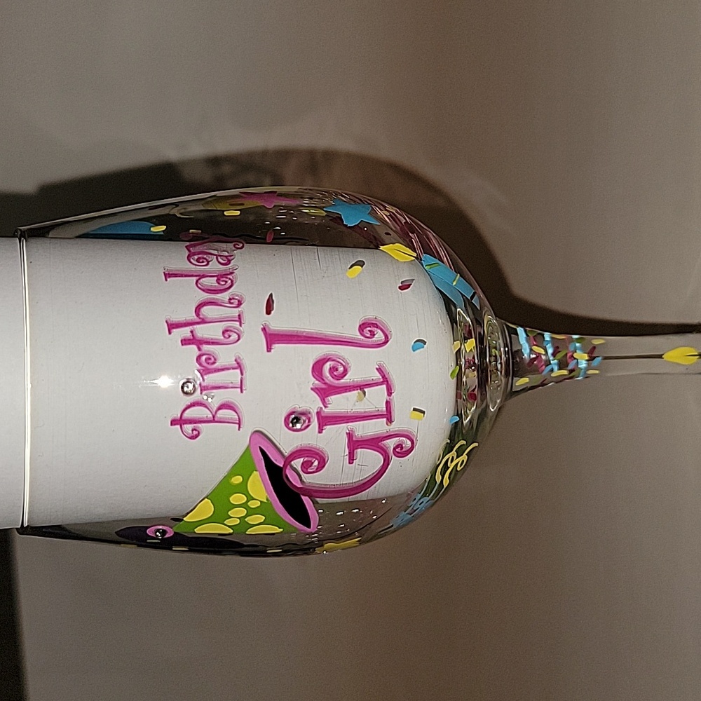 LOLITA "BIRTHDAY GIRL" HAND-PAINTED WINE GLASS